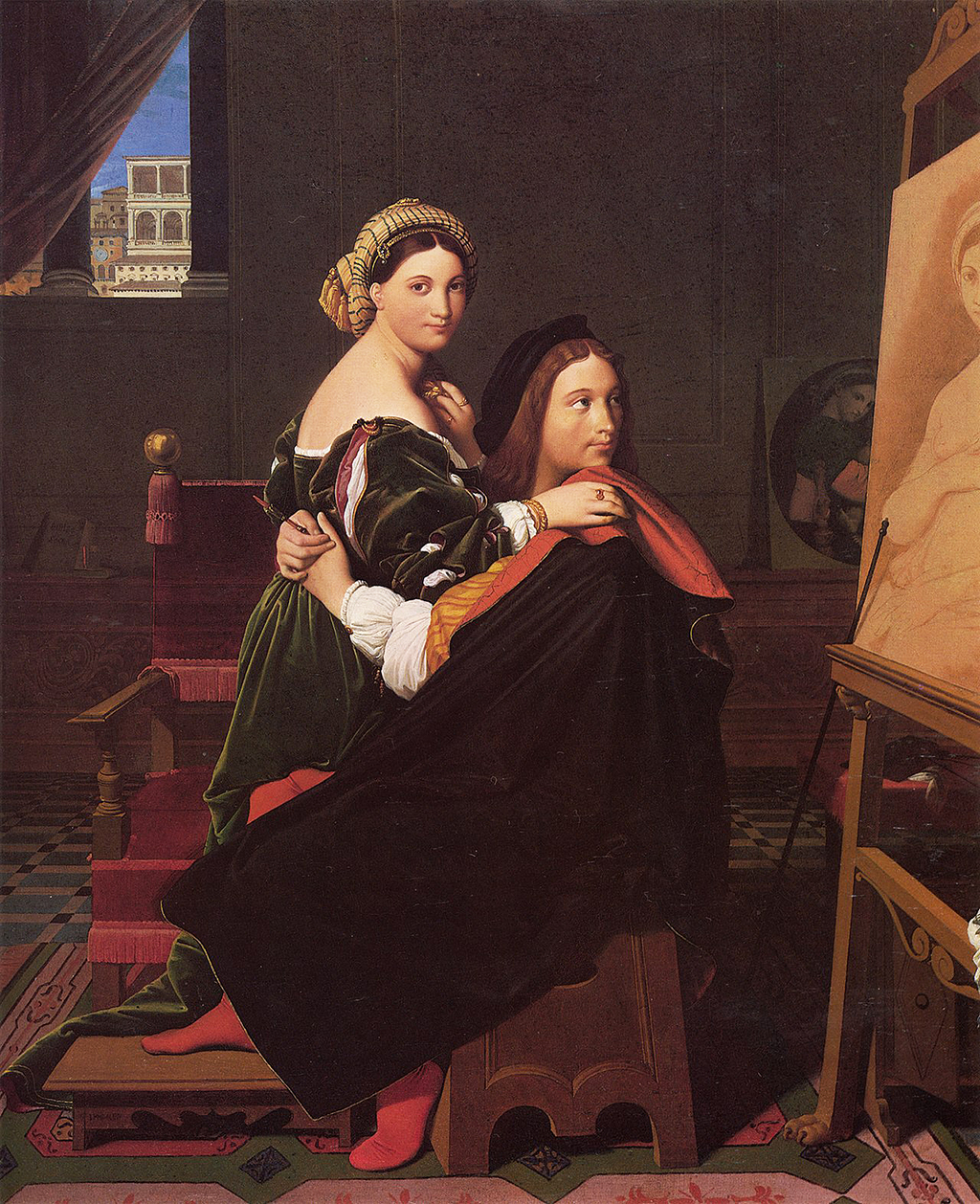 Raphael and La Fornarina in Detail Jean-Auguste-Dominique Ingres